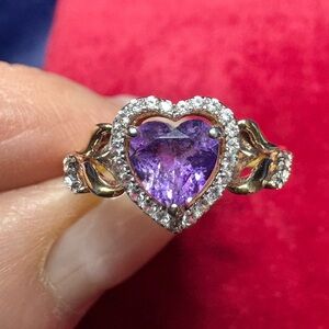Ring 14k over 925 Sterling Silver Amethyst Gemstone Lab Sapphires